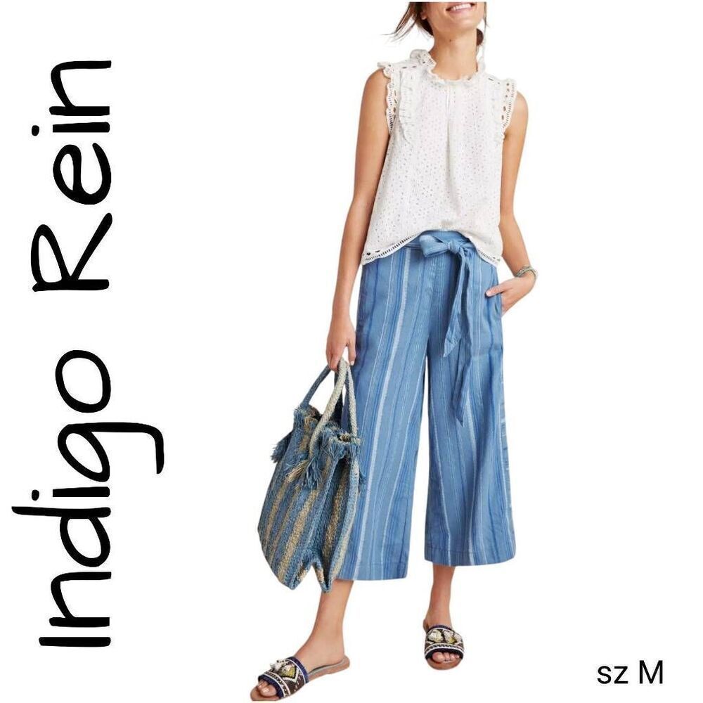Indigo Rein Casual Yoga Zen Comfortable Beach Vacation Blue Lightweight Pants